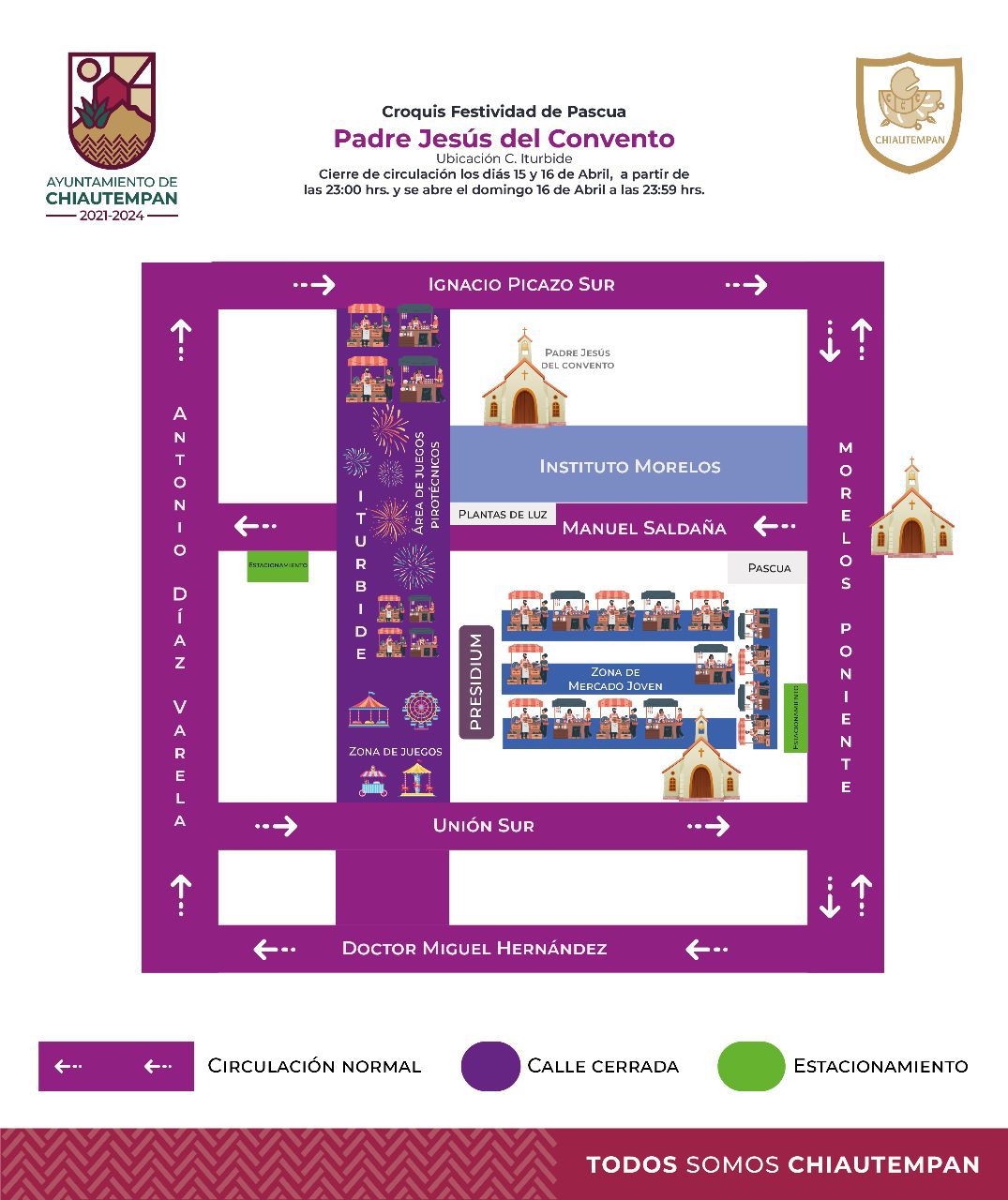 Anuncia Ayuntamiento de Chiautempan cierre de vialidad por Pascua de Padre Jesús del Convento